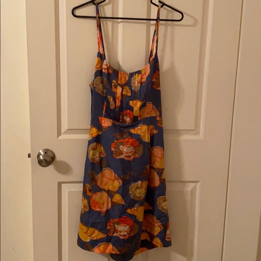 Anthropologie Maeve Silk Floral Open Back Dress 12